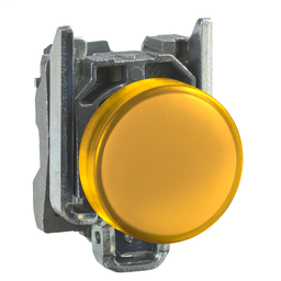 XB4BVM5 - Pilot light, metal, orange, Ø22, plain lens with integral LED, 230…240 VAC