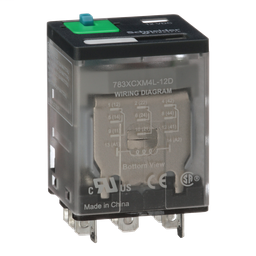 783XCXM4L-12D - Power relay, Legacy, 15A, 3PDT, 12 VDC, cover with locking push button and LED