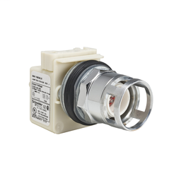 9001K3L38R - Red illuminated pushbutton Ø 30 – spring return metallic guard – 120 V AC/DC