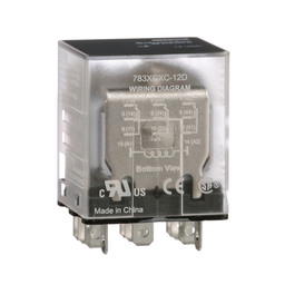 783XCXC-12D - Power relay, Legacy, 15A, 3PDT, 12 VDC, clear cover