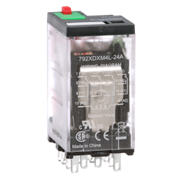 792XDXM4L-24A - Power relay, Legacy, 4PDT, 6A, 24 VAC, cover with locking push button and LED