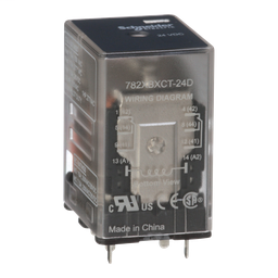 782XBXCT-24D - Power relay, Legacy, 15A, DPDT, 24 VDC, clear cover, Faston terminlas