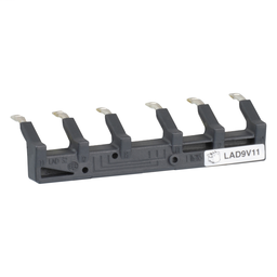 LAD9V11 - Set of power connections, inversing busbar, for 3P reversing contactors assembly, LC1D09-D38 lugs terminals