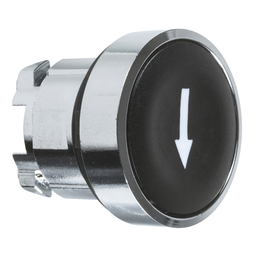 ZB4BA335 - Push button head, metal, flush, black, Ø22, spring return, marked DOWN ARROW