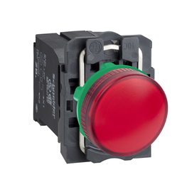 XB5AV34 - Red complete pilot light Ø22 plain lens with BA9s bulb 110…120V