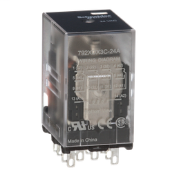 792XDX3C-24A - Power relay, Legacy, 4PDT, 3A, 24 VAC, low level bifurcated contacts, clear cover