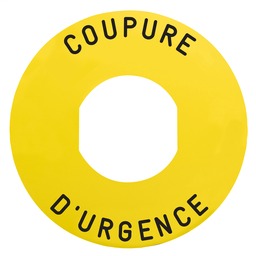 ZBY9160 - Marked legend Ø60 for emergency switching off-COUPURE D’URGENCE /logo ISO13850
