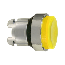 ZB4BW183S - Yellow projecting illuminated pushbutton head Ø22 spring return for integral LED