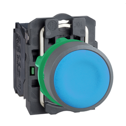 XB5AA61C0 - Blue flush pushbutton 1NO screw clamp cp grey