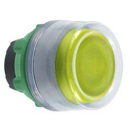 ZB5AW583C0 - Yellow illum pushbutton head for integral LED booted cp grey