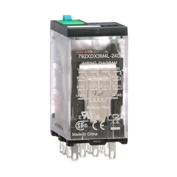 792XDX3M4L-24D - Power relay, Legacy, 4PDT, 3A, 24 VDC, cover with locking push button and LED