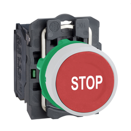 XB5AA3341C1 - Red flush pushbutton white marked stop 1NC screw c cp white