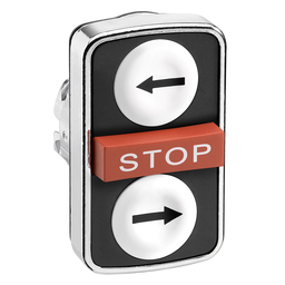 ZB4BA71113 - White flush/red projecting/white flush triple-headed pushbutton Ø22 with marking