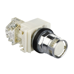 9001K3L38WH13 - White illuminated pushbutton Ø 30 – flush spring return – 120V – 1OC