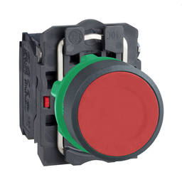 XB5AA45 - Red flush complete pushbutton Ø22 spring return 1NO+1NC unmarked