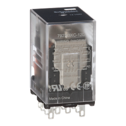 792XDXC-12D - Power relay, Legacy, 4PDT, 6A, 12 VDC, clear cover