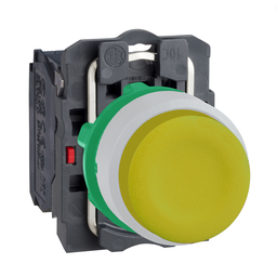 XB5AP51C1 - Yellow projecting pushbutton with clear boot 1NO screw clamp cp white