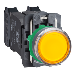 XB5AW3535 - Orange flush complete illum pushbutton Ø22 spring return 1NO+1NC 110…120V