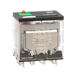 784XDXM4L-120A - Power relay, Legacy, 15A, 4PDT, 120 VAC, cover with locking push button and LED