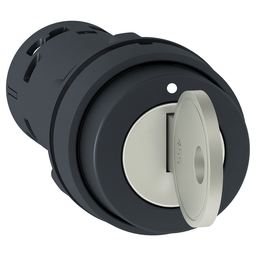XB7NG21 - Monolithic key switch selector, plastic, black, Ø22, key n°455, 2 positions, stay put, 1 NO