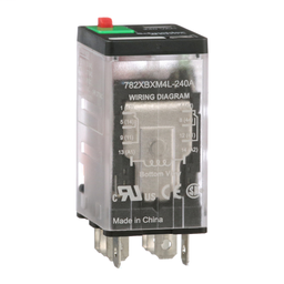 782XBXM4L-240A - Power relay, Legacy, 15A, DPDT, 240 VAC, cover with locking push button and LED