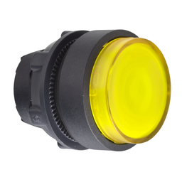 ZB5AH83 - Yellow projecting illuminated pushbutton head Ø22 push-push for integral LED