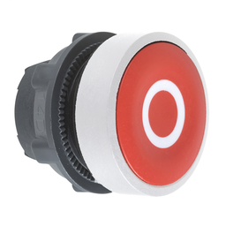 ZB5AA432C1 - Red flush pushbutton head white marked “O” cp white