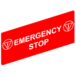 ZBY55330 - Marked legend 18×27 mm for legend holder 30×50 mm – E-stop sign – EMERGENCY STOP