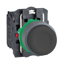 XB5AP21C0 - Black projecting pushbutton with clear boot 1NO screw clamp cp grey