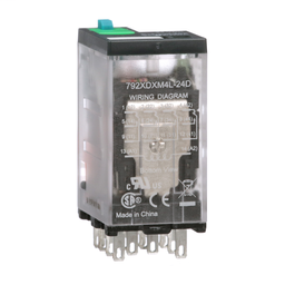 792XDXM4L-24D - Power relay, Legacy, 4PDT, 6A, 24 VDC, cover with locking push button and LED