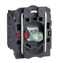 ZB5AW0M65 - Blue light block with body/fixing collar with integral LED 230…240V 1NO+1NC