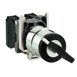 XB4BG03 - Black selector switch Ø22 3-position stay put 2NO 600V