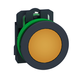 XB5FVG5 - Pilot light flush mounted, plastic, orange, Ø30, plain lens with integral LED, 110…120 V AC