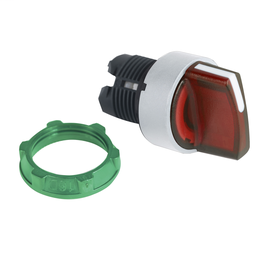 ZB5AK1543C1 - Red illum selector switch head 3-position return center cp white