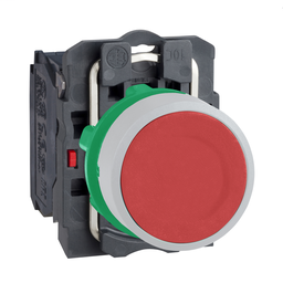 XB5AA42C1 - Red flush pushbutton 1NC screw clamp cp white