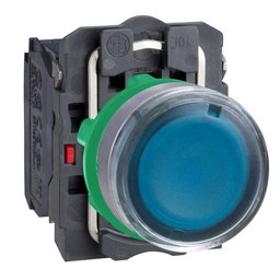 XB5AW36B5C0 - Blue flush illum pushbutton with integral LED 24VAC cp grey