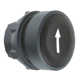 ZB5AA335 - Push button head, plastic, flush, black, Ø22, spring return, marked DOWN ARROW