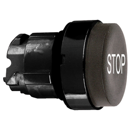 ZB4BL2347 - Black projecting pushbutton head Ø22 spring return “STOP”