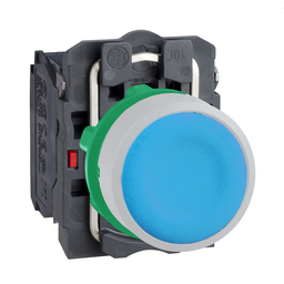 XB5AA65C1 - Blue flush pushbutton 1NO 1NC screw clamp cp white