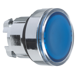 ZB4BA68 - Blue flush illuminated pushbutton head Ø22 spring return for integral LED
