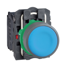 XB5AA65C0 - Blue flush pushbutton 1NO 1NC screw clamp cp grey