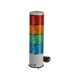 XVC6B45SK - Monolithic tower light, red-orange-green-blue, 60mm, base mounting, steady or flashing, with buzzer 70…85 dB, IP54, 24 V AC DC