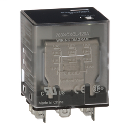 783XCXCL-120A - Power relay, Legacy, 15A, 3PDT, 120 VAC, clear cover with LED indicator