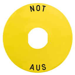 ZBY8260 - Marked legend Ø90 for emergency switching off – NOT-AUS/logo ISO13850