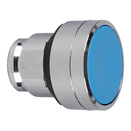 ZB4BA64 - Blue flush pushbutton head Ø22 spring return unmarked