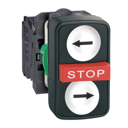 XB5AA711137 - White flush/red projecting/white flush triple-headed pushbutton Ø22 1NO+1NC+1NO