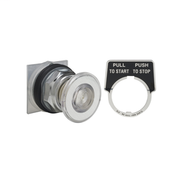 9001KR9C - Pushbutton Ø 30 – metal bezel – mushroom head Ø 41 mm – clear – 2 positions