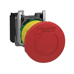XB4BS8442 - Red Ø40 Emergency stop, switching off Ø22 latching turn release 1NC