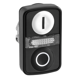 ZB4BW7A17217 - White flush/black flush illuminated double-headed pushbutton Ø22 with marking
