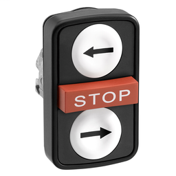 ZB4BA711137 - White flush/red projecting/white flush triple-headed pushbutton Ø22 with marking